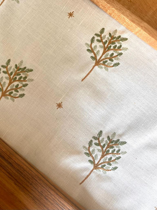 Embroidered Forest Trees Table Runner