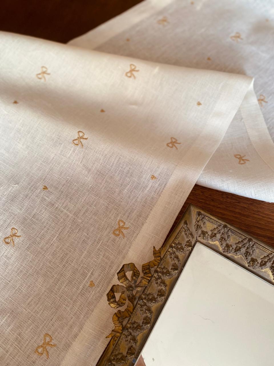 Embroidered Gold Rubans Table Runner